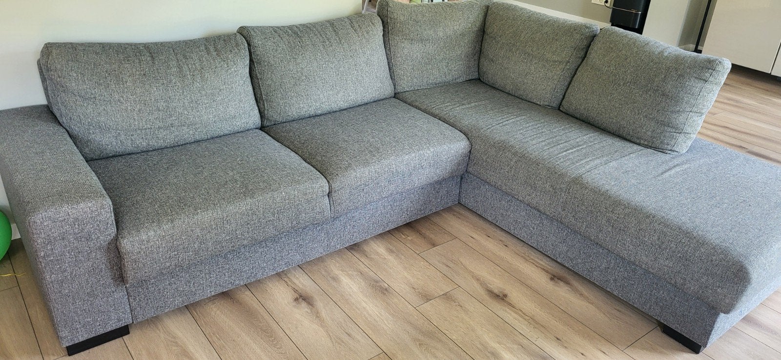 Grijze hoekbank, Ophalen, 250 tot 300 cm, Gebruikt, 100 tot 125 cm