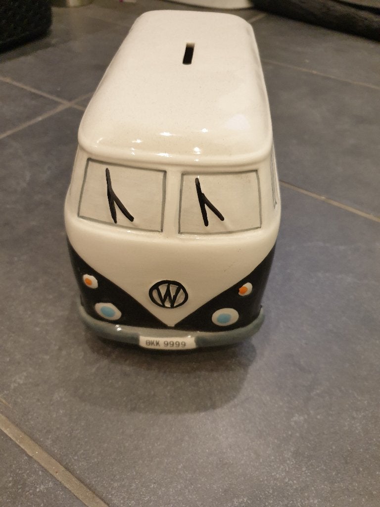 spaarpot vw volkswagen bus t1zwart wit groot, Verzamelen, Spaarpotten, Ophalen, Steen, Aardewerk of Keramiek, Vervoermiddel