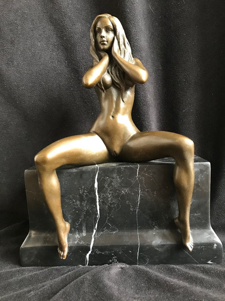 Bronzen naakte dame, Claude/stempel pikant zuiver brons, Antiek en Kunst, Ophalen of Verzenden