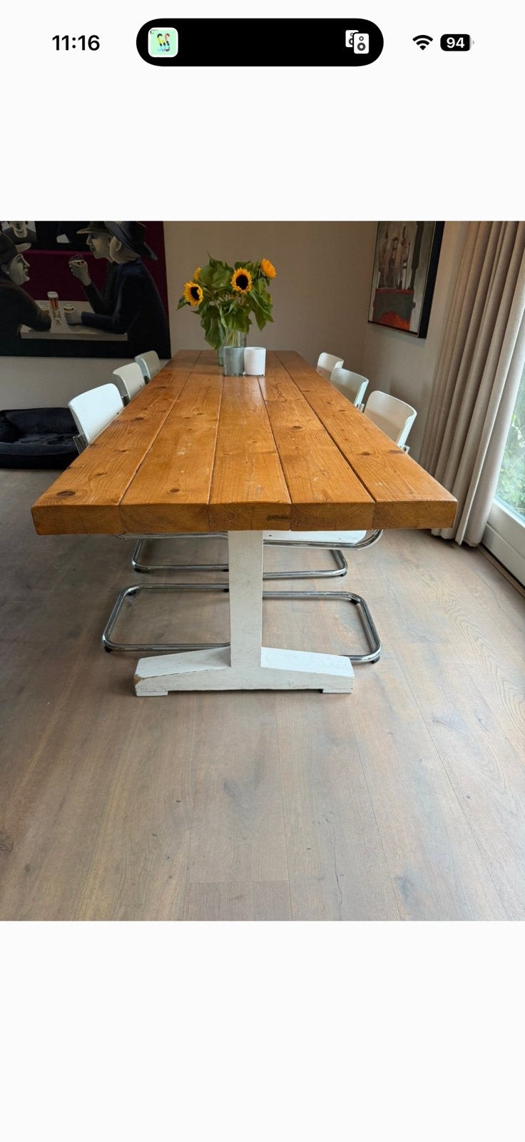 Robuuste, massief houten eettafel 70x270, Ophalen, Gebruikt, 200 cm of meer, 50 tot 100 cm