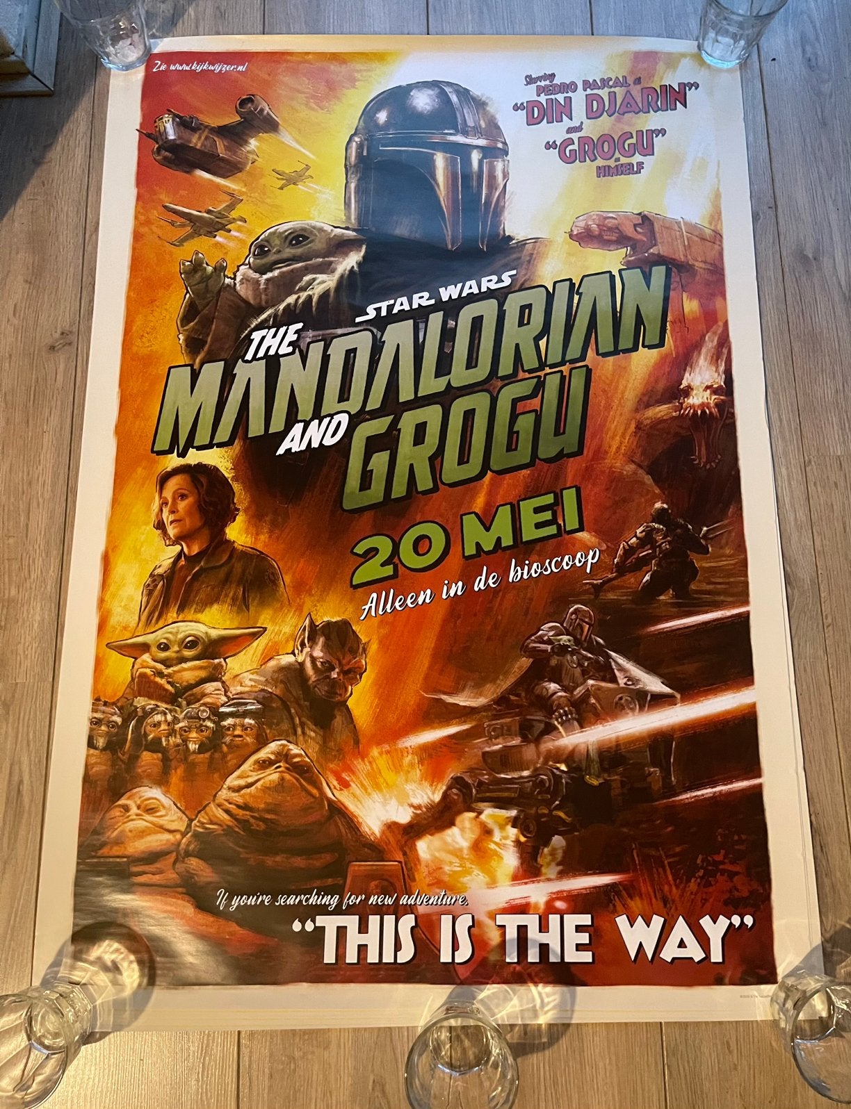 Star Wars The Mandalorian and Grogu Filmposter 100 x 70 cm, Ophalen of Verzenden, Zo goed als nieuw, A1 t/m A3, Film en Tv