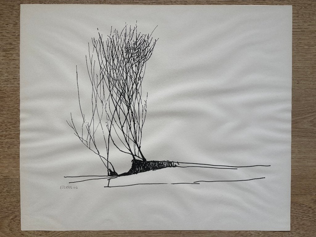 Edzard Krol (1938) – boomlandschap met ranke takken (2006), Ophalen of Verzenden, Handgemaakt