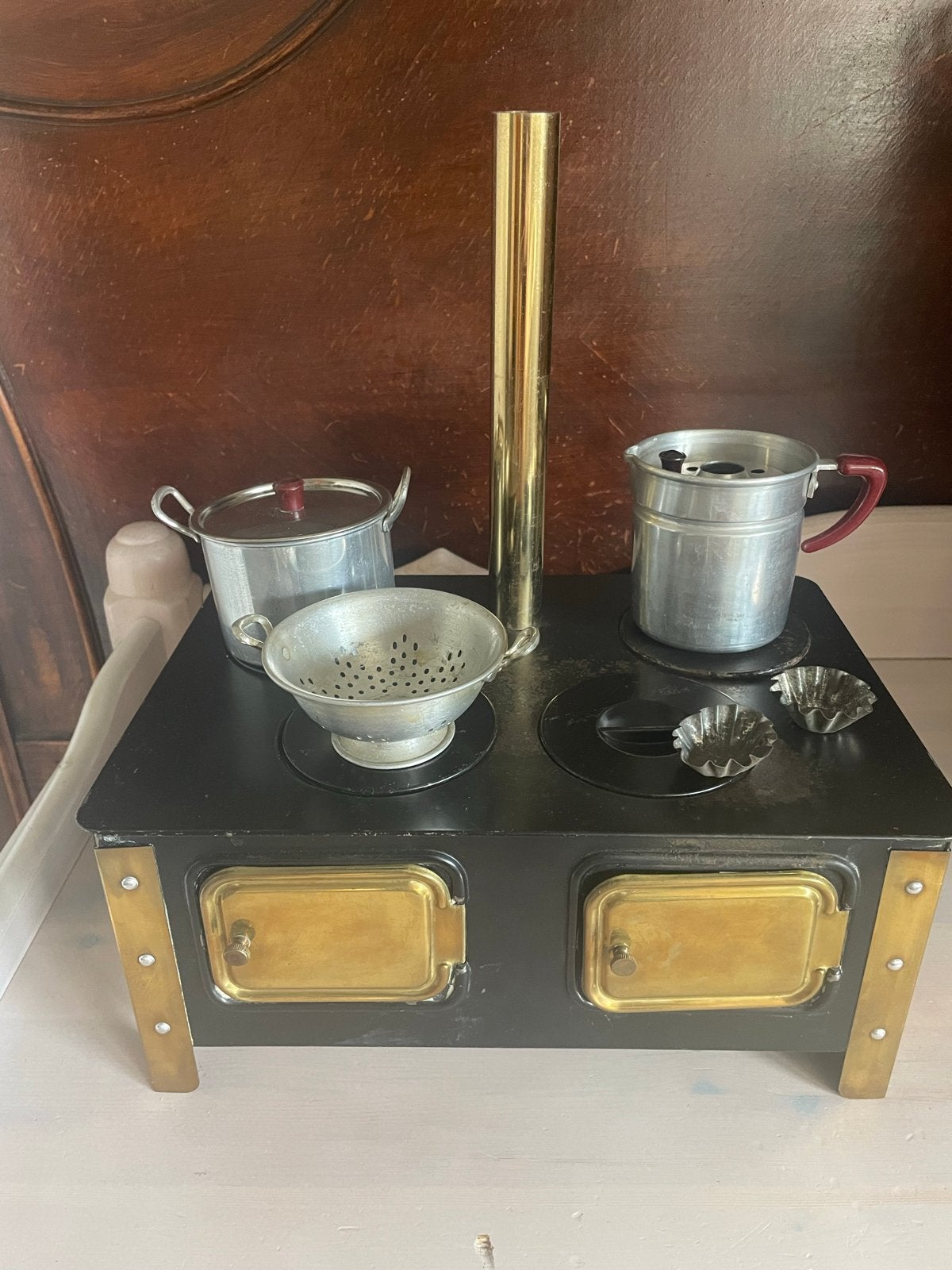 Antiek speelgoedfornuis met accessoires, Antiek en Kunst, Antiek | Speelgoed, Ophalen of Verzenden