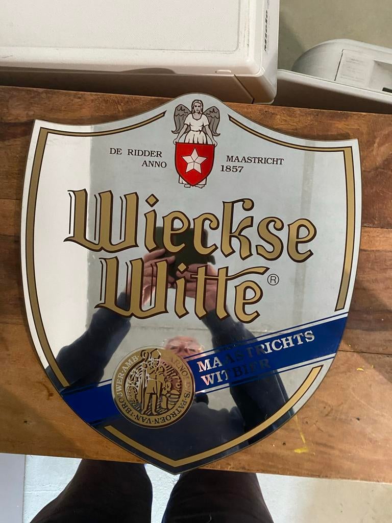 Wieckse Witte Reclamespiegel - De Ridder Maastricht, Verzamelen, Ophalen of Verzenden, Gebruikt, Reclamebord
