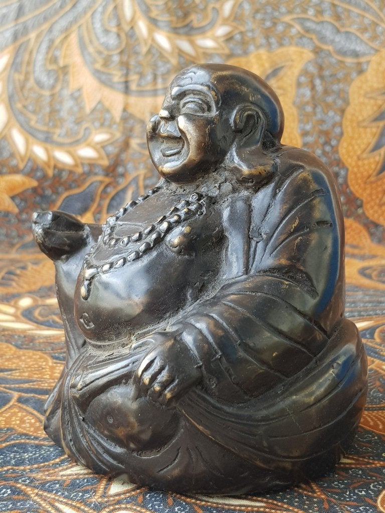 Mooie zware antieke Chinese Boeddha van brons 11,5 cm., Antiek en Kunst, Handgemaakt, Ophalen of Verzenden, China, Brons