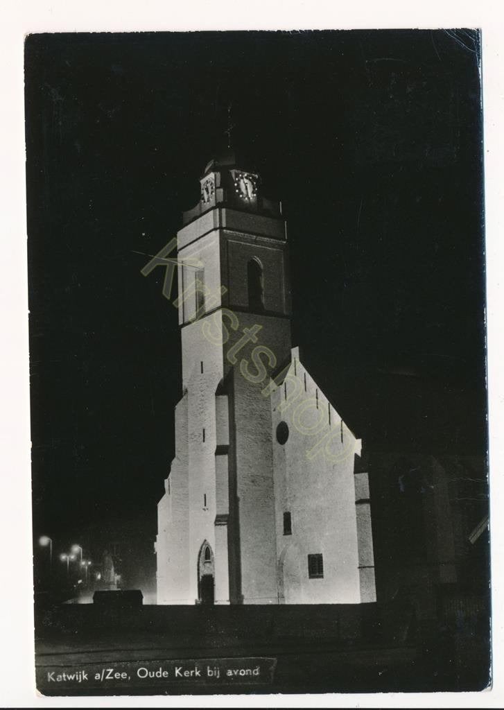 Katwijk a/Zee - Oude Kerk bij Avond [003-6676, Verzenden, 1960 tot 1980, Gelopen, Noord-Brabant