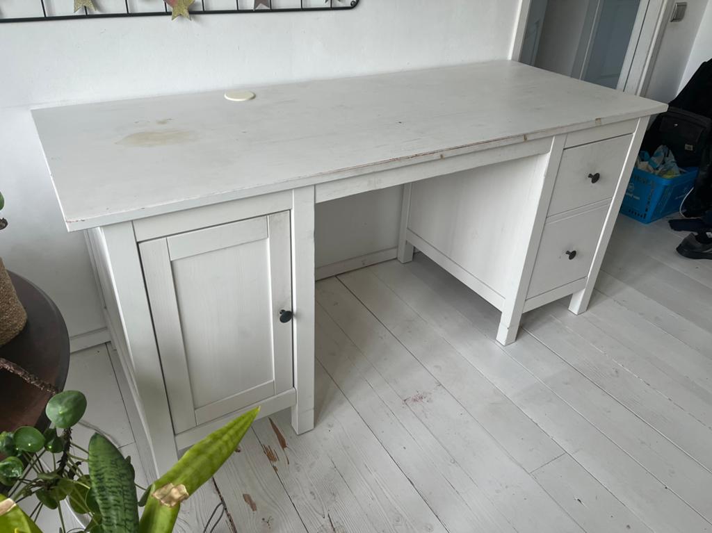 Ikea hemnes bureau wit, Huis en Inrichting, Bureaus, Ophalen, Hout, Kabelgoot, Schoolbureau