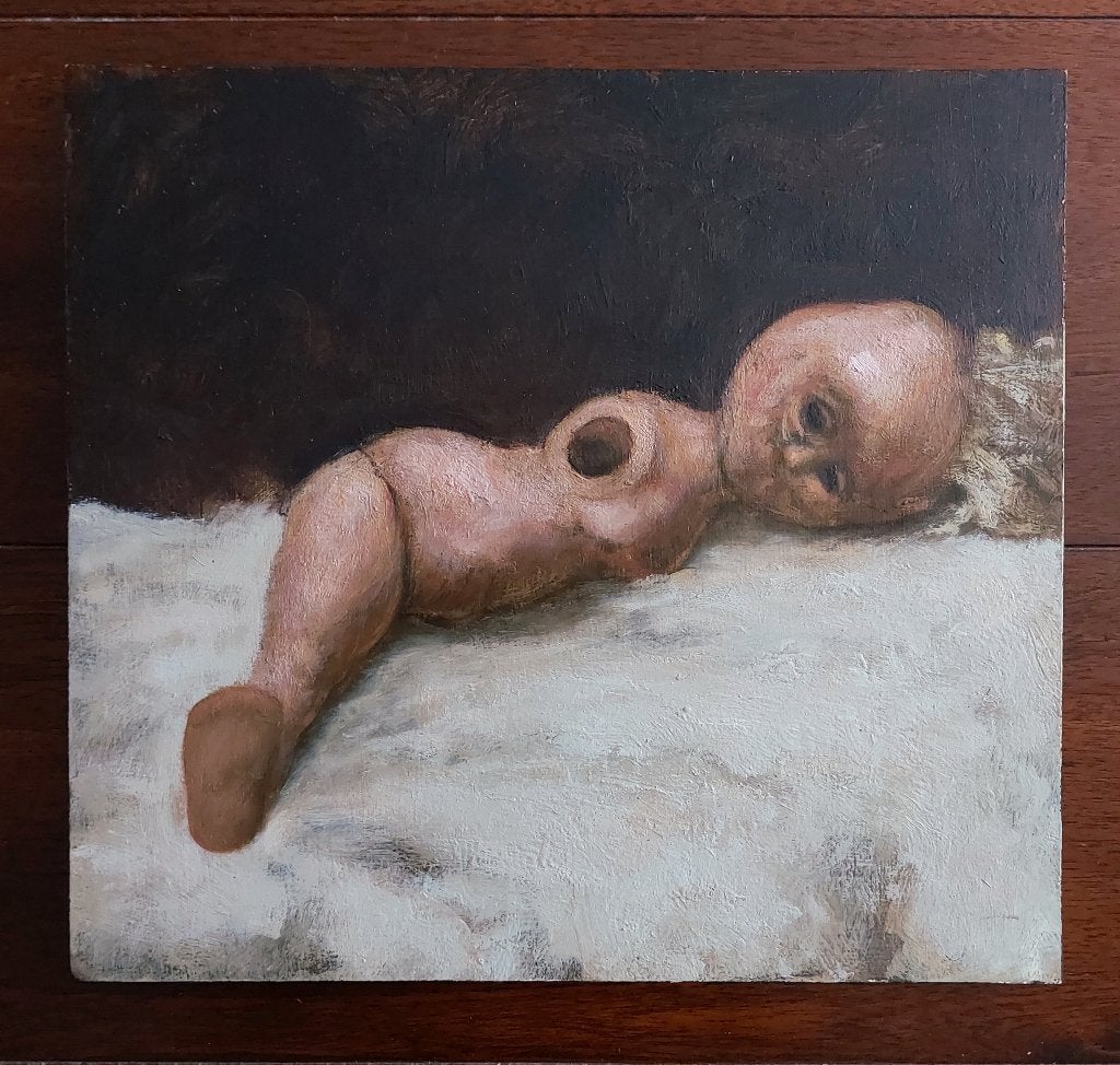 Stilleven met Pop - Olieverf, Antiek en Kunst, Kunst | Schilderijen | Klassiek, Paneel, Stilleven, Ophalen of Verzenden, Olieverf