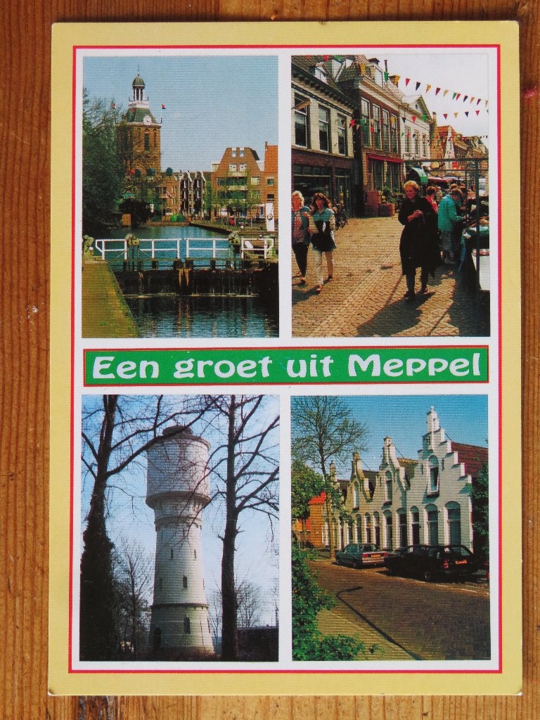 Meppel: Vierluik met o.a. Watertoren, Verzamelen, Ophalen of Verzenden, Voor 1920, Noord-Brabant