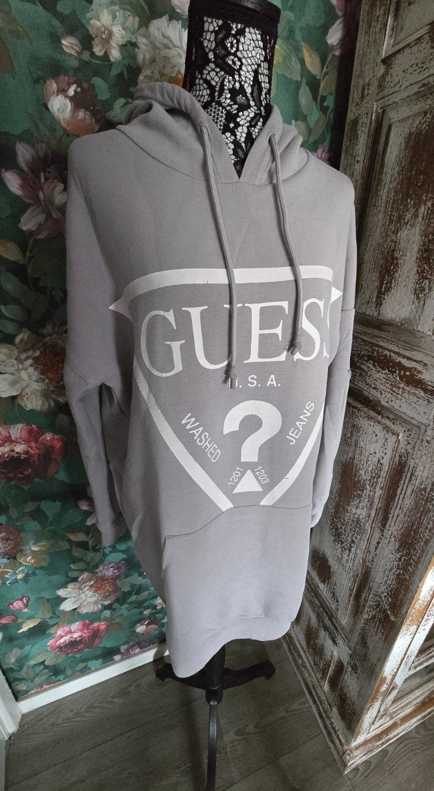 Stijlvolle Guess Hoodie/Sweatshirt Jurk one size - ZIE ADVER, Ophalen of Verzenden, Zo goed als nieuw, Maat 38/40 (M), Grijs