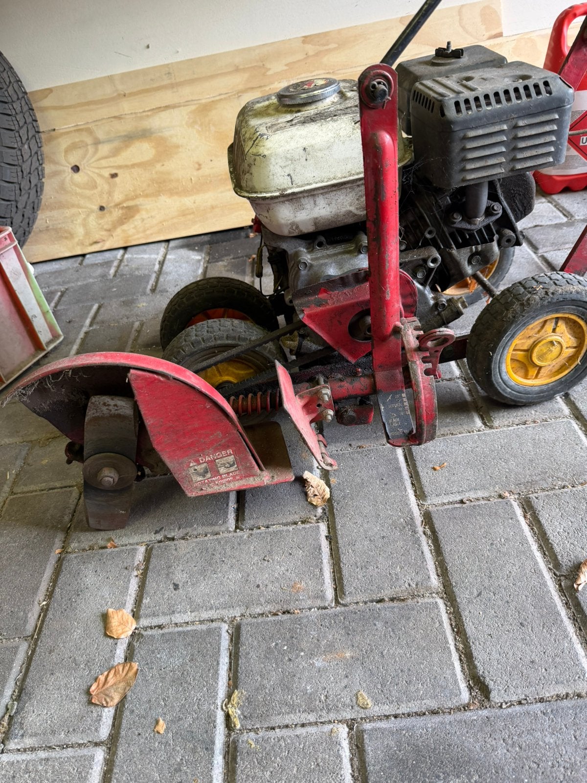 Honda GX120 4.0 Benzine Graskant snijder Gebruikt, Ophalen, Cirkelmaaier, Gebruikt, Opvangbak