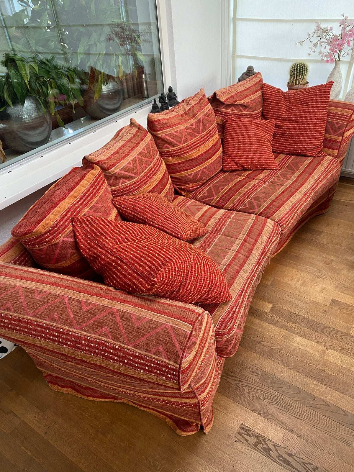 Comfortabele bank en fauteuil met kussens, Huis en Inrichting, Ophalen, Gebruikt, 100 tot 125 cm, Hoekbank