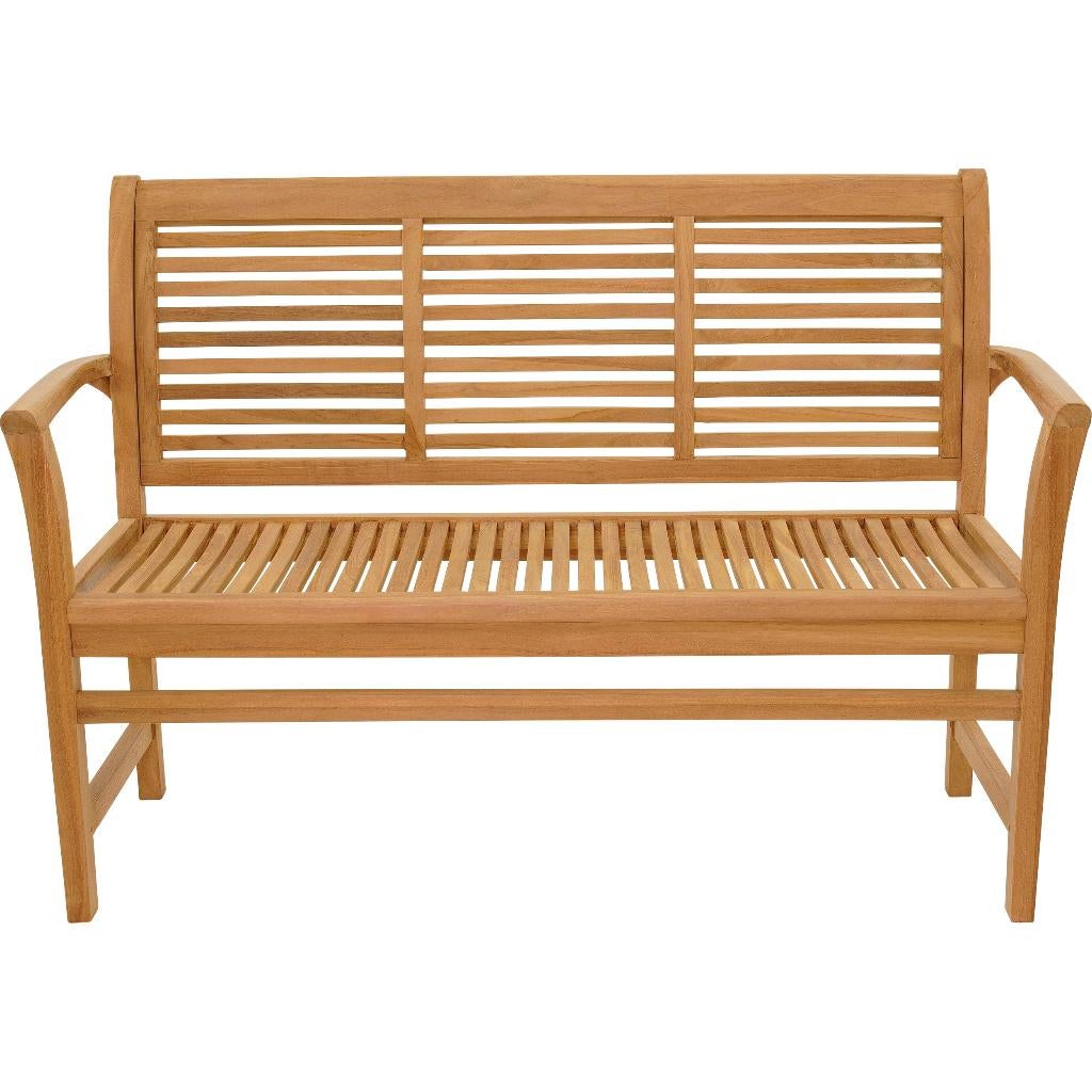 Tuinbank teakhout Stripe 142 cm - 2-persoons, Ophalen of Verzenden, Nieuw, Teakhout