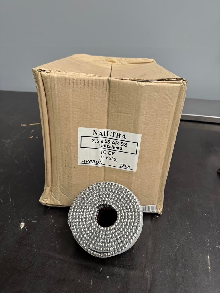 Spoelnagels 2.5 x 55 mm Ring RVS Bolkop 0-graden, Doe-het-zelf en Verbouw, IJzerwaren en Bevestigingsmiddelen, Nieuw, Spijkers