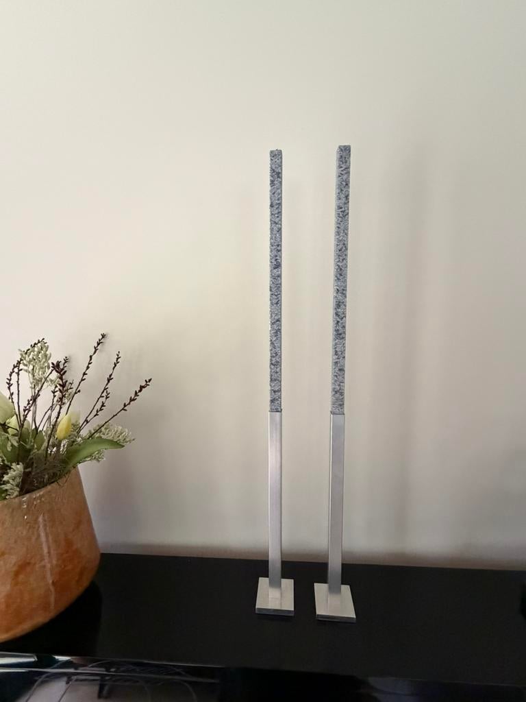 Kandelaars met kaarsen Ambiente, Ophalen of Verzenden, Gebruikt, Metaal, 25 tot 50 cm