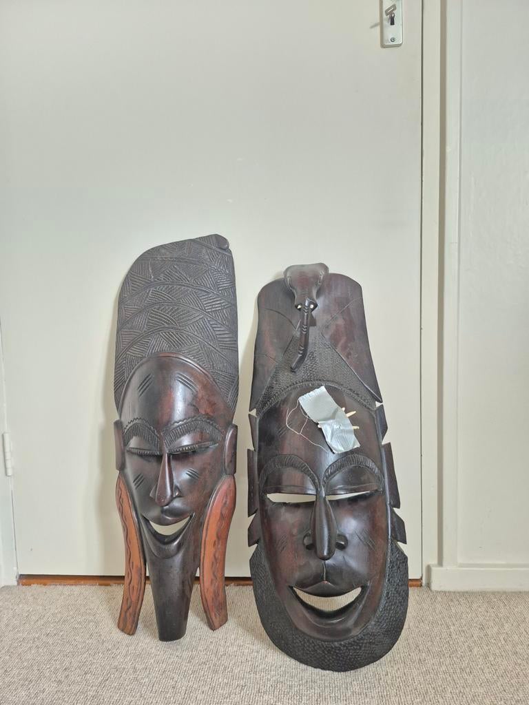 Afrikaanse Houten Maskers - Handgemaakt, Ophalen