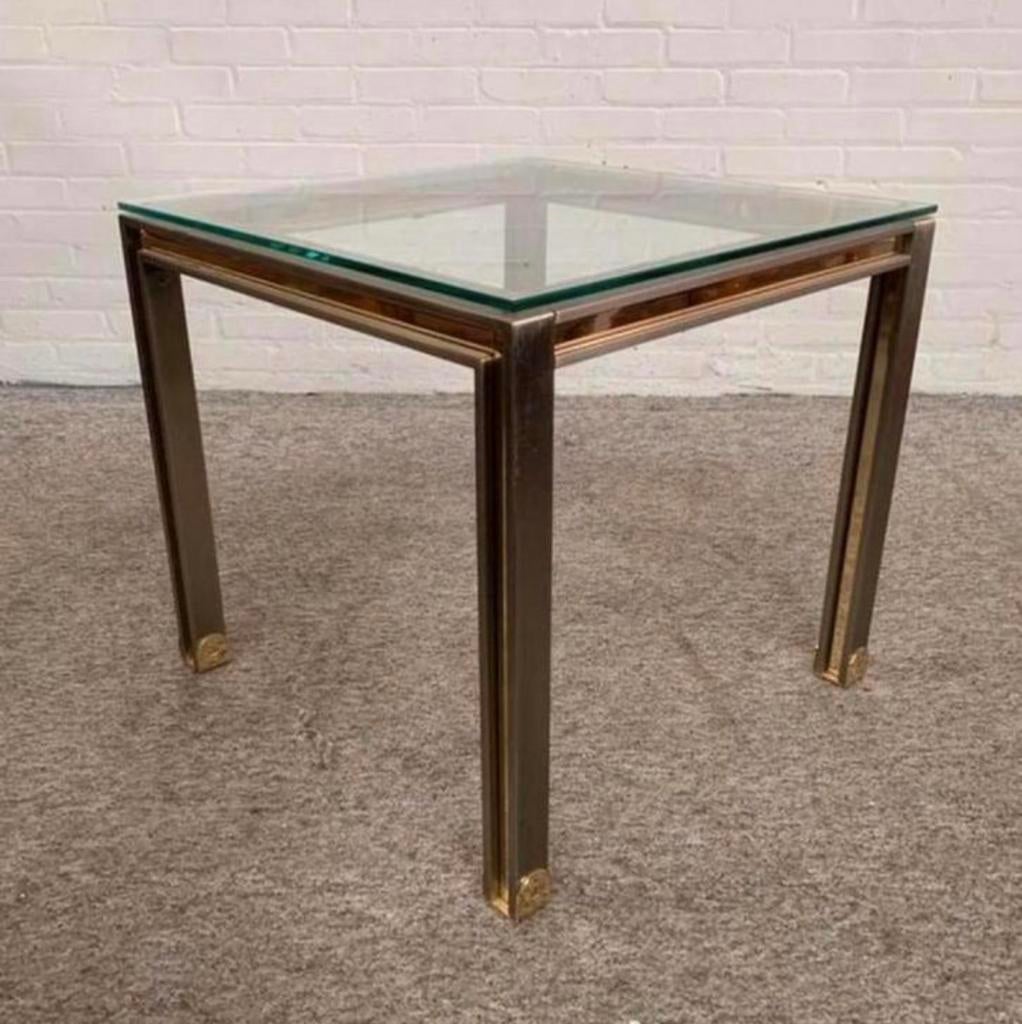 Tafel messing bijzet tafeltje Maison Jansen jaren 70., Huis en Inrichting, Tafels | Bijzettafels, Ophalen of Verzenden