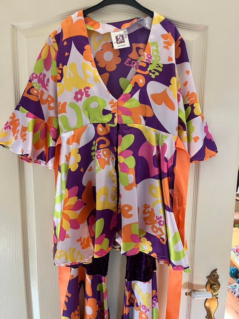 Flower Power Carnaval Outfit XS, Kleding | Dames, Carnavalskleding en Feestkleding, Carnaval, Ophalen of Verzenden, Zo goed als nieuw