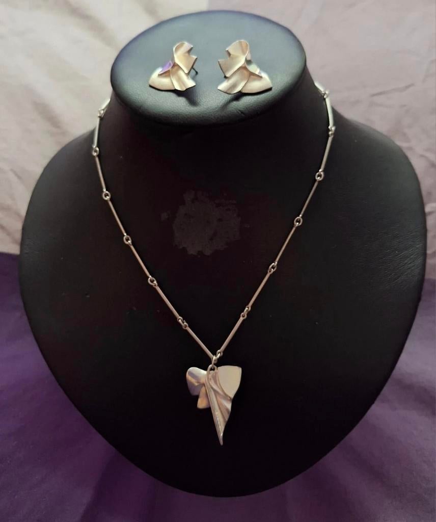 Lapponia Björn Weckström Vintage Zilveren Dames Set, Ophalen of Verzenden, Zo goed als nieuw, Zilver, Met hanger