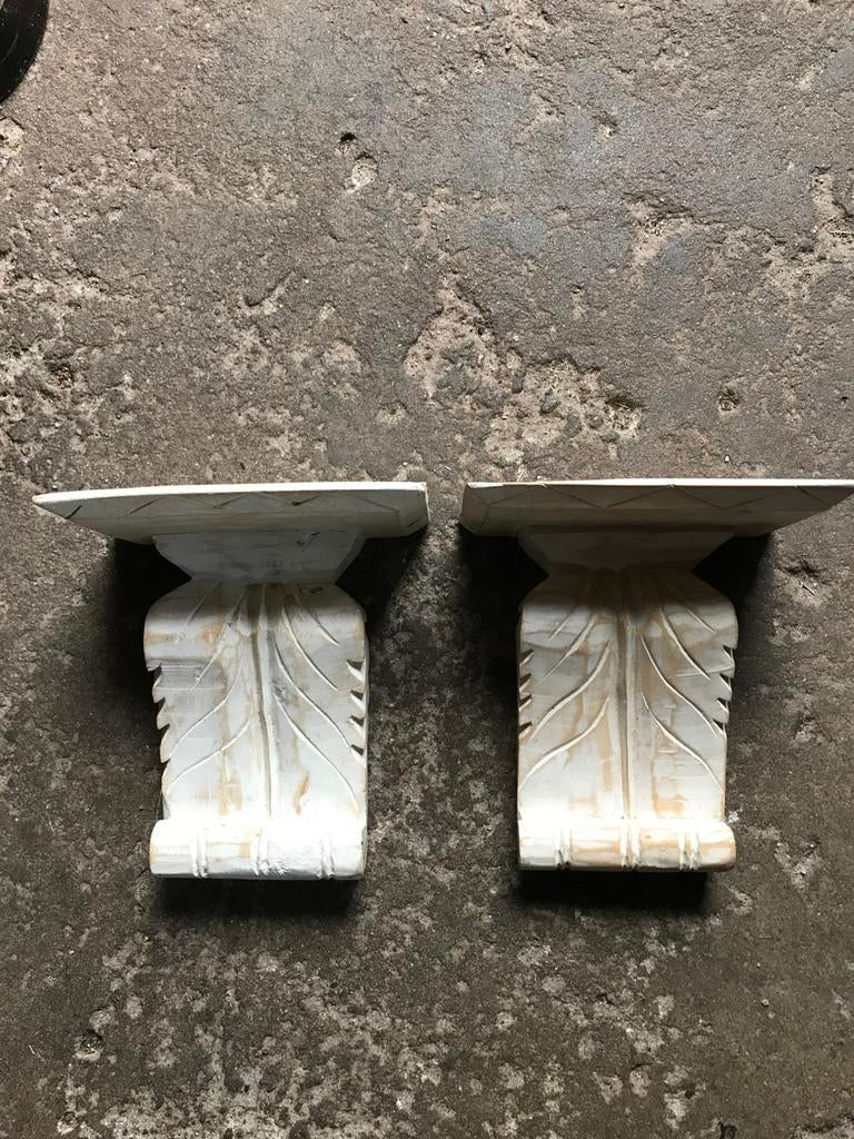 2 Brocante houten wandconsole, Antiek en Kunst, Ophalen of Verzenden