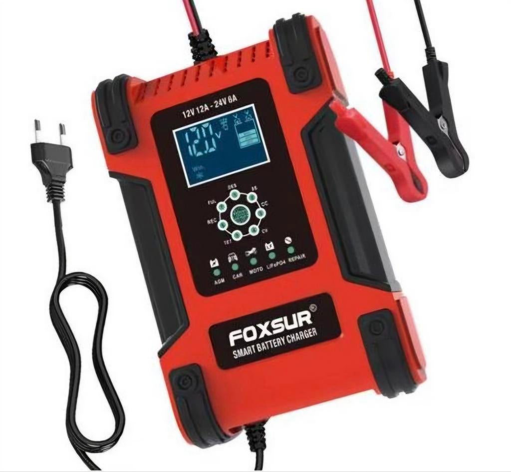 Foxsur 12A Acculader - Nieuw! Voor Auto, Motor, Lithium, 3124pb, Info@volta21.com, Volta21, Nieuw
