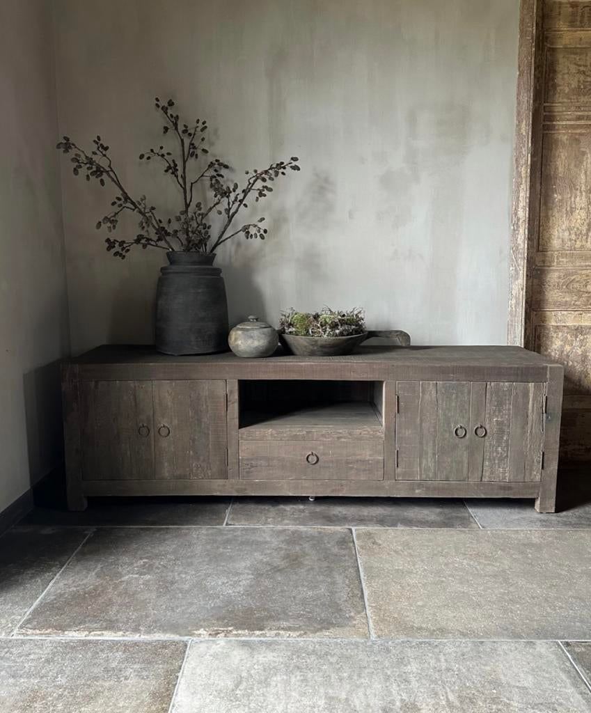 Tv dressoir Driftwood, oud hout 180 cm, 150 tot 200 cm, Ophalen of Verzenden, Zo goed als nieuw, Minder dan 100 cm