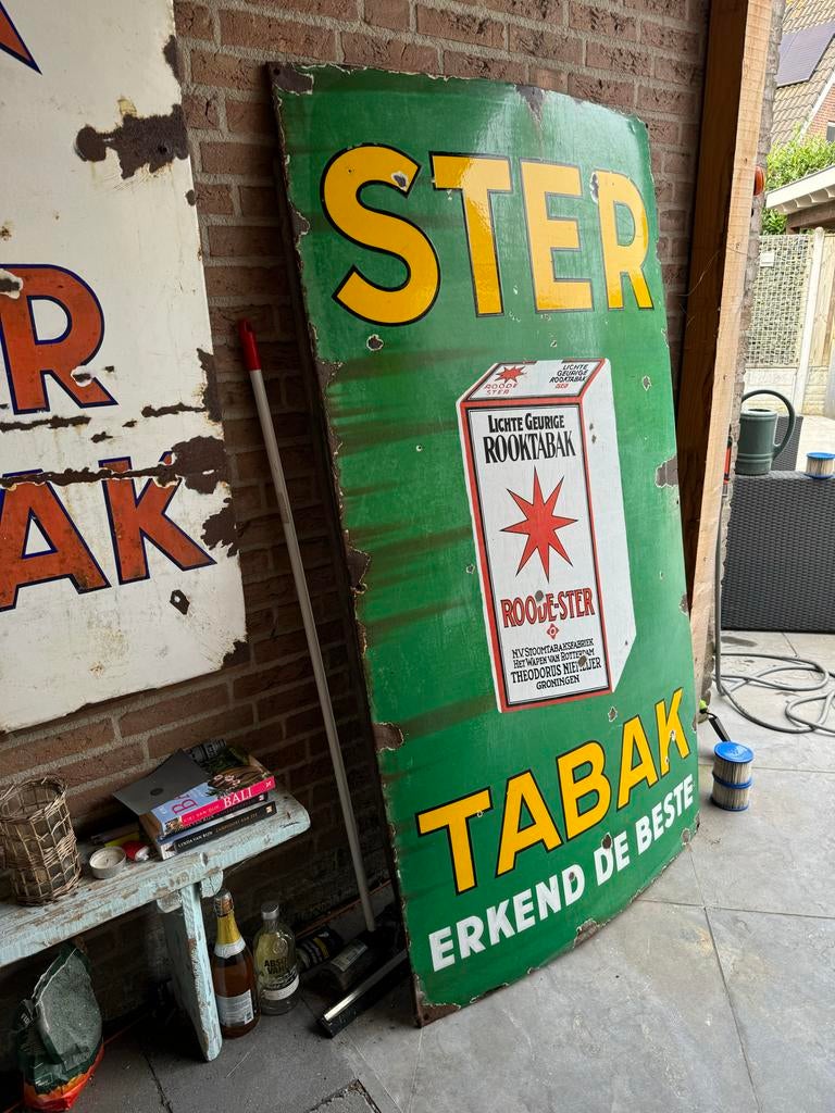 Oude Ster Tabak Emaille Reclamebord, Ophalen