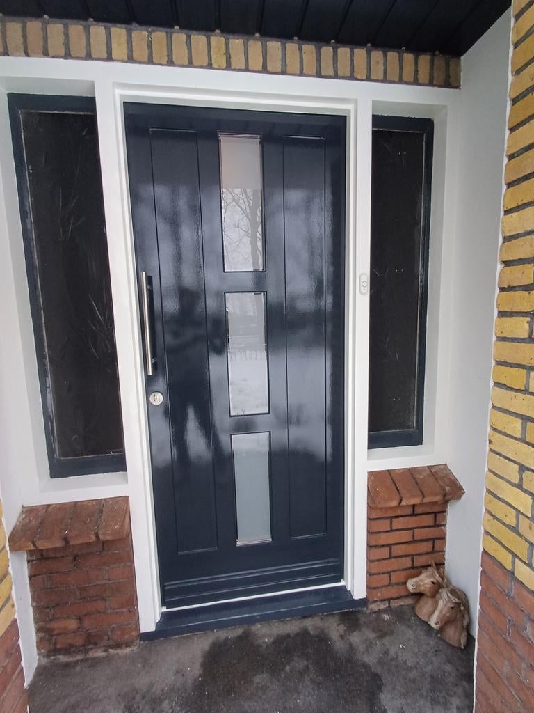 Moderne buitendeur met glas, Doe-het-zelf en Verbouw, 80 tot 100 cm, Ophalen of Verzenden, 200 tot 215 cm, Glas