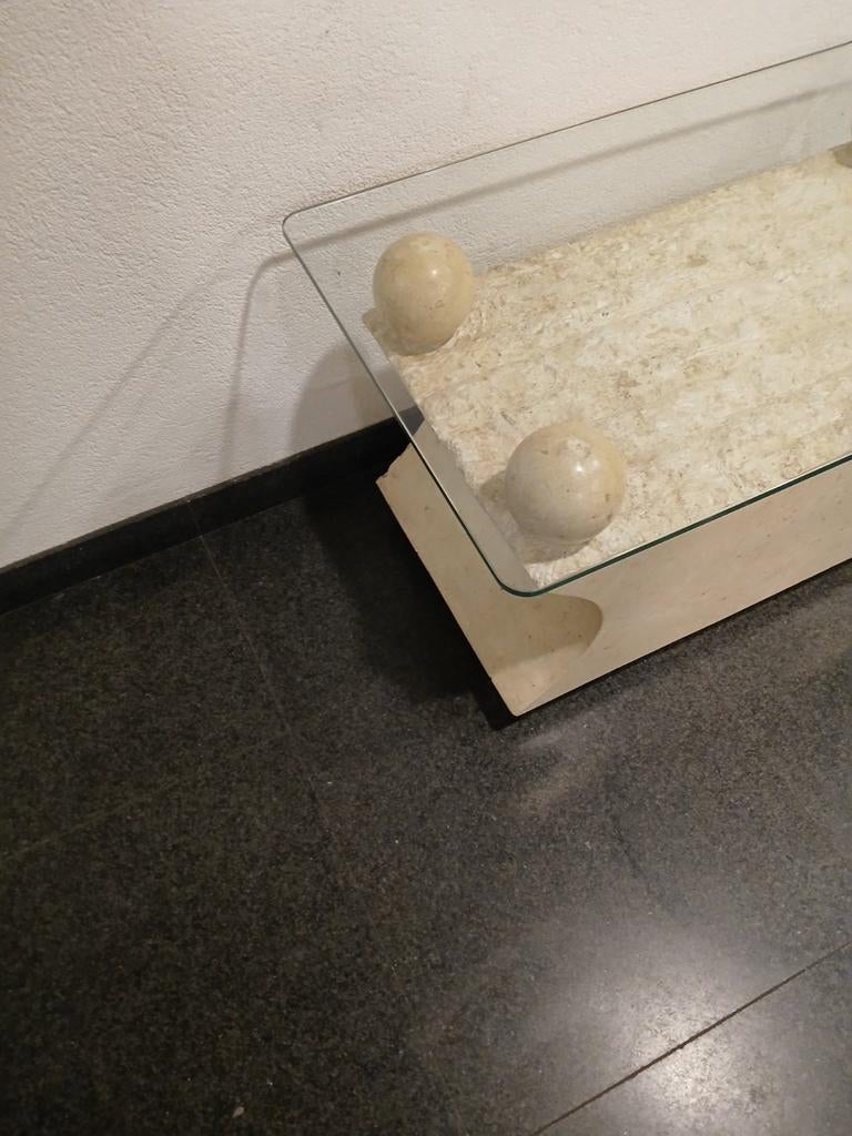 Fossiell stone salontafel, Ophalen, 50 tot 100 cm, 50 tot 100 cm, Zo goed als nieuw