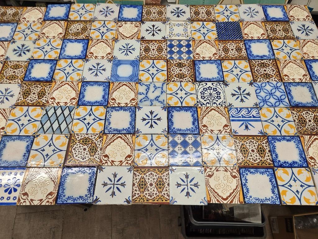 120 stuks antieke Franse tegels unieke kleurrijke mix, Antiek en Kunst, Ophalen