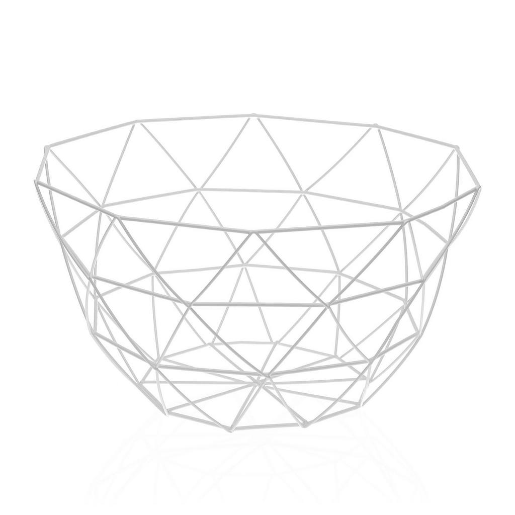 Fruitschaal diamantvorm draadstaal wit nieuw, Overige materialen, Schaal, Rond, Ophalen of Verzenden
