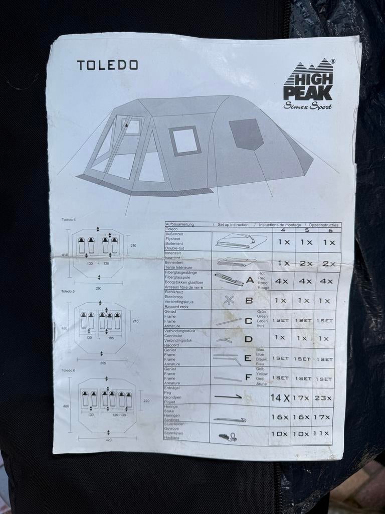 High Peak Toledo 4-persoons tent, Ophalen of Verzenden, Zo goed als nieuw, Tot en met 4