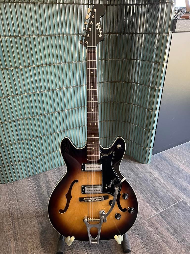 Hagström Viking 1968 hollow body gitaar met Bigsby B11, Ophalen of Verzenden, Zo goed als nieuw, Hollow body, Overige merken
