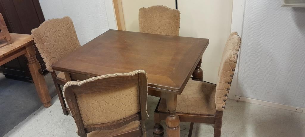 Eethoek  jaren 50 / 60     met bolpoten, Ophalen, Gebruikt, 4 tot 6 stoelen