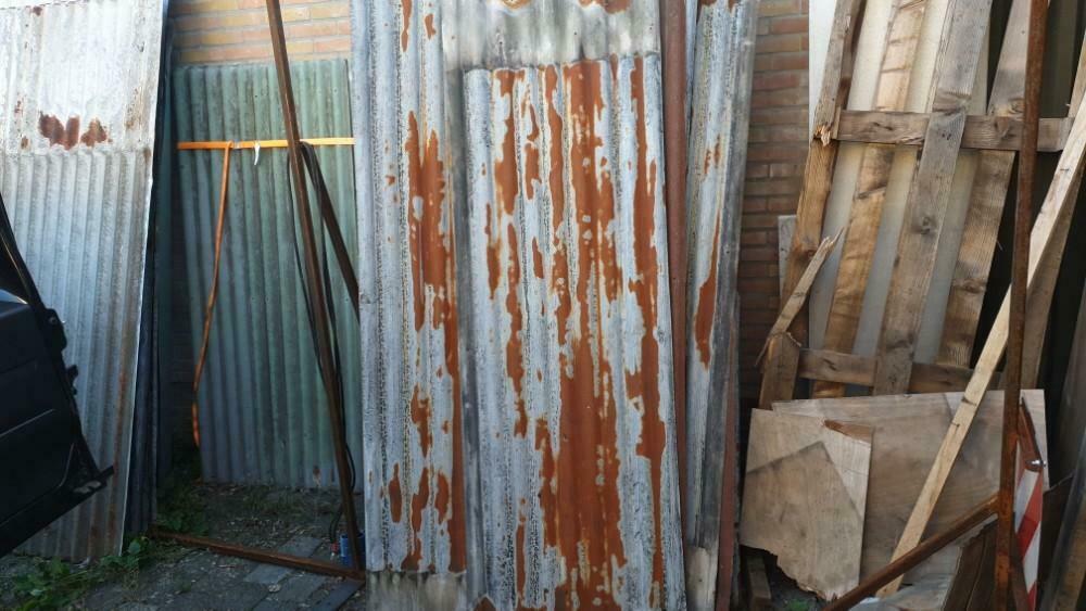 Golfplaten oud vintage golfplaat dakplaten metaal, Ophalen, Gebruikt, Metaal, Golfplaat