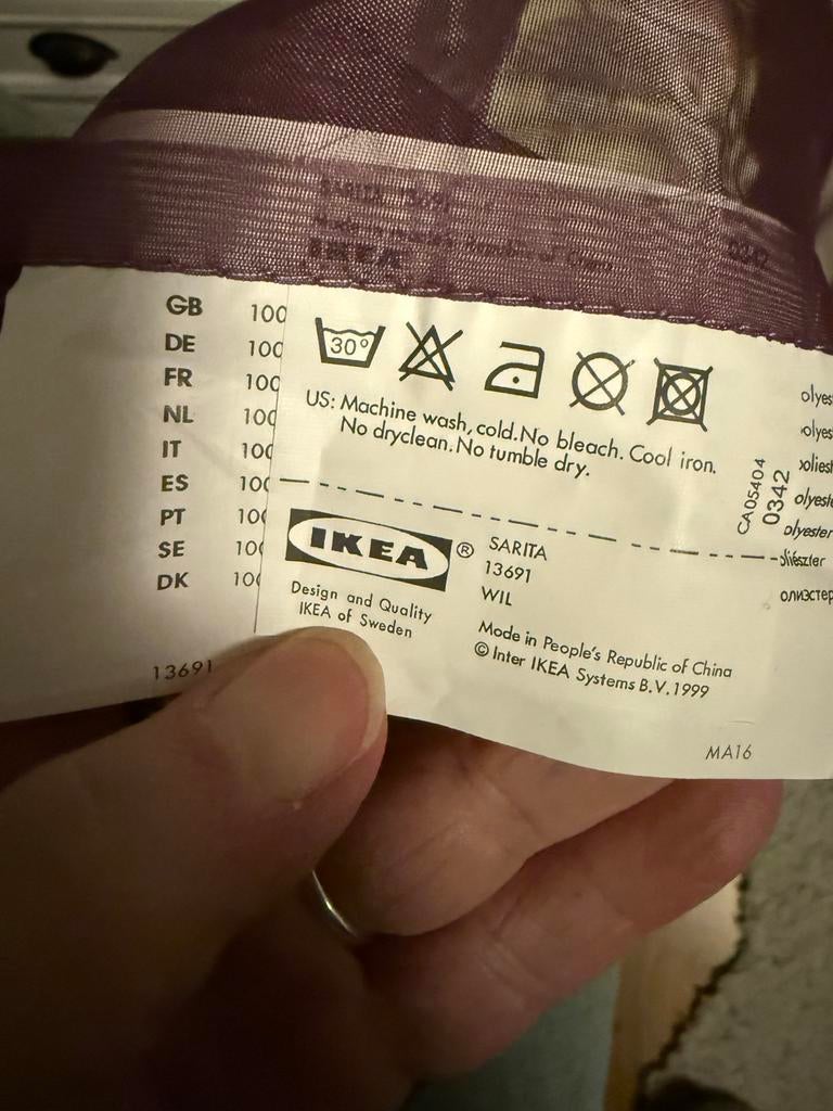 Ikea Sarita vitrage gordijnen aubergine, 200 cm of meer, Nieuw, Ophalen of Verzenden, Overige kleuren