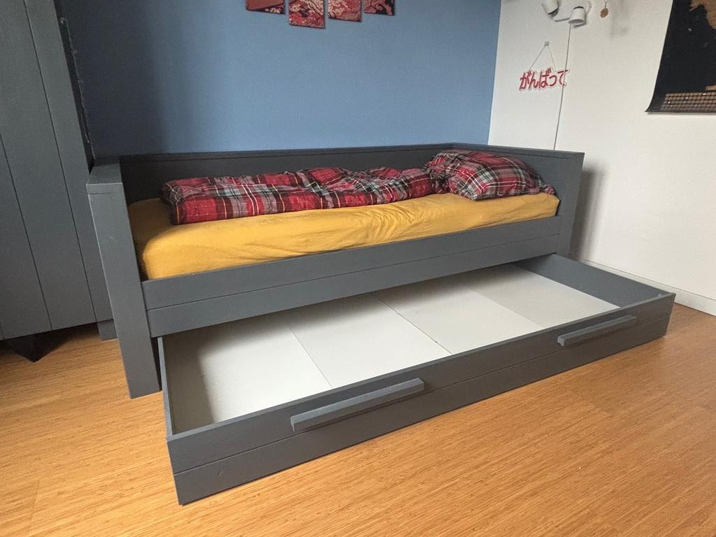 Bedbank WOOD, Ophalen, 90 cm, Eenpersoons, Zo goed als nieuw