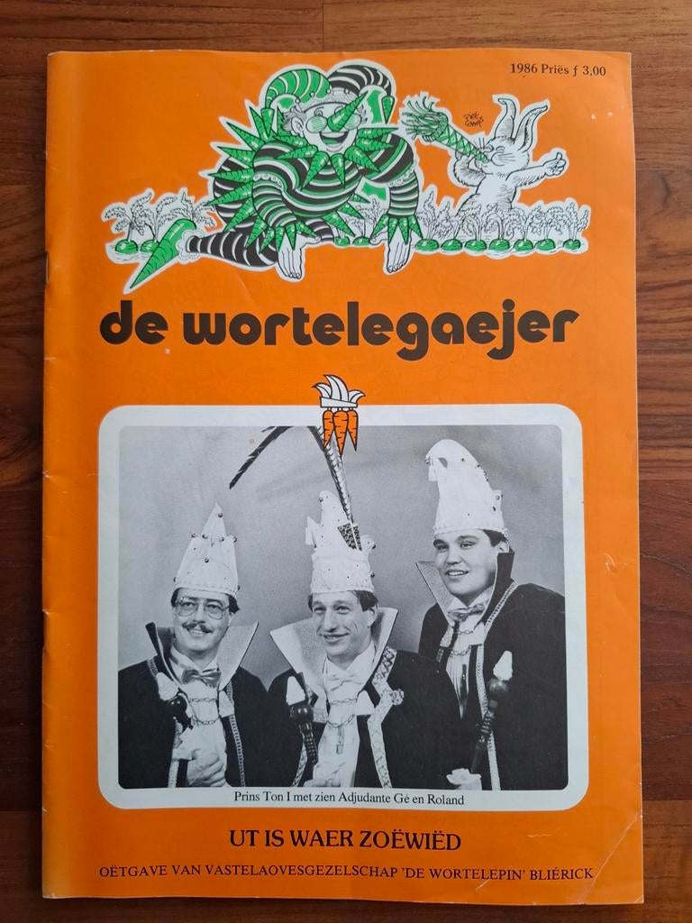 Wortelepin carnaval De Wortelegaejer 1986 vastelaovend, Verzamelen, Ophalen of Verzenden, Gebruikt, Boek, Tijdschrift of Artikel