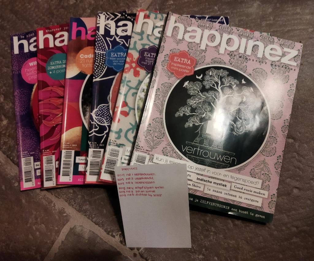 Tijdschriften Happinez Jaar 2017 & 2019, Boeken, Tijdschriften en Kranten, Ophalen of Verzenden, Zo goed als nieuw, Lichaam en Geest