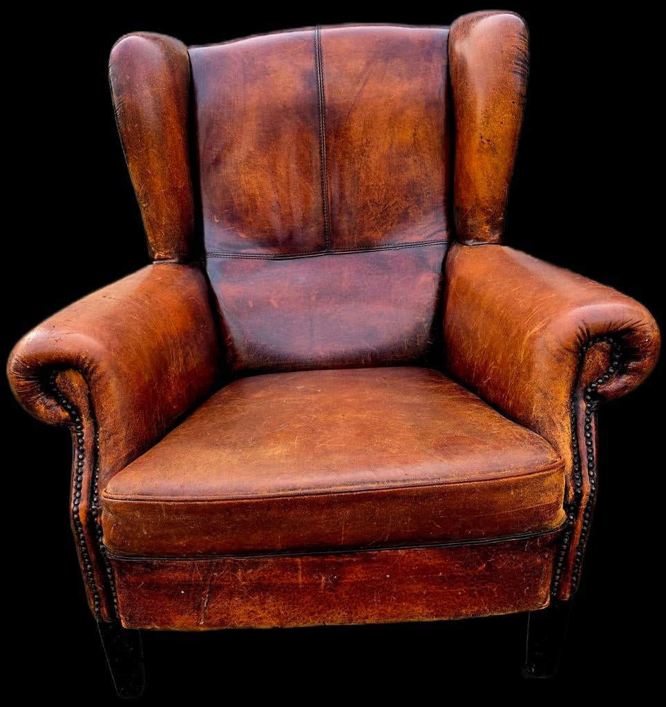 Schapenleren Oorfauteuil - Klassiek en Comfortabel, Gebruikt, ., Klassiek, Ophalen of Verzenden