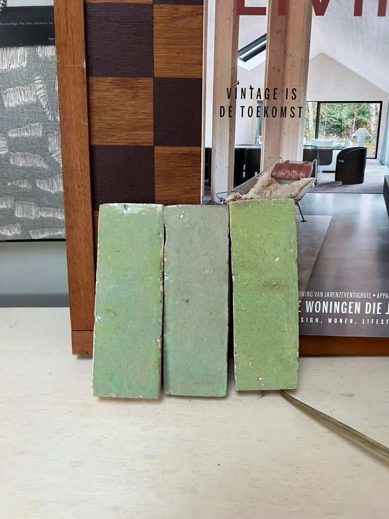 ZELLIGE  SELOUANE LICHT  GROEN 14x5 cm bejmat, Zo goed als nieuw, Minder dan 5 m², Wandtegels, Keramiek