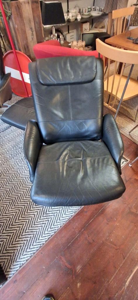 Vintage IKEA Draai Fauteuil met Hocker, Huis en Inrichting, Fauteuils, Ophalen, Gebruikt, Vintage, 75 tot 100 cm