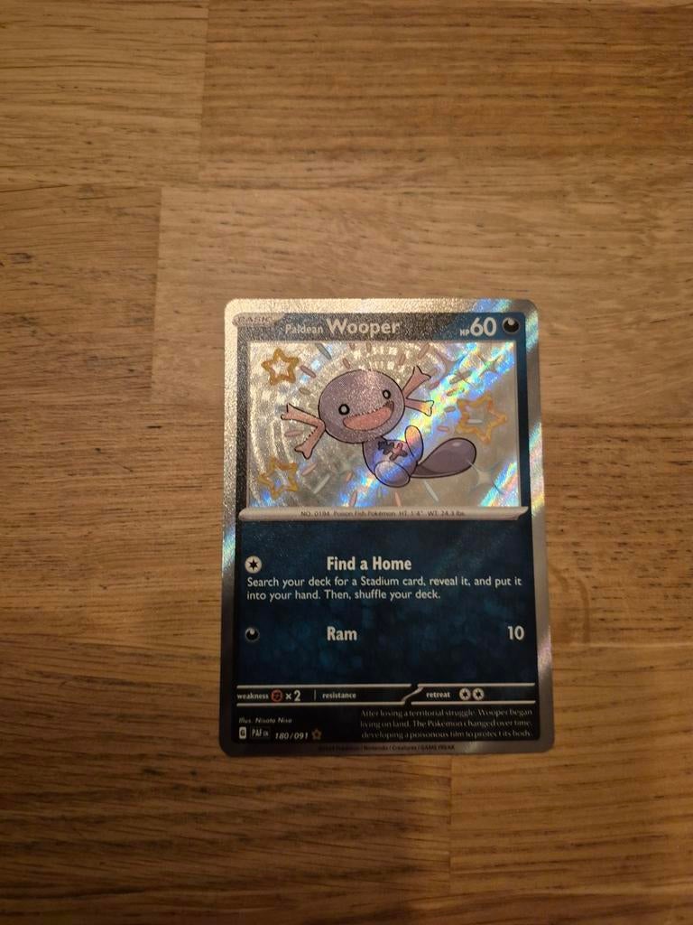 Paldean Wooper - Paldean Fates Pokémonkaart, Ophalen of Verzenden, Zo goed als nieuw, Losse kaart, Foil