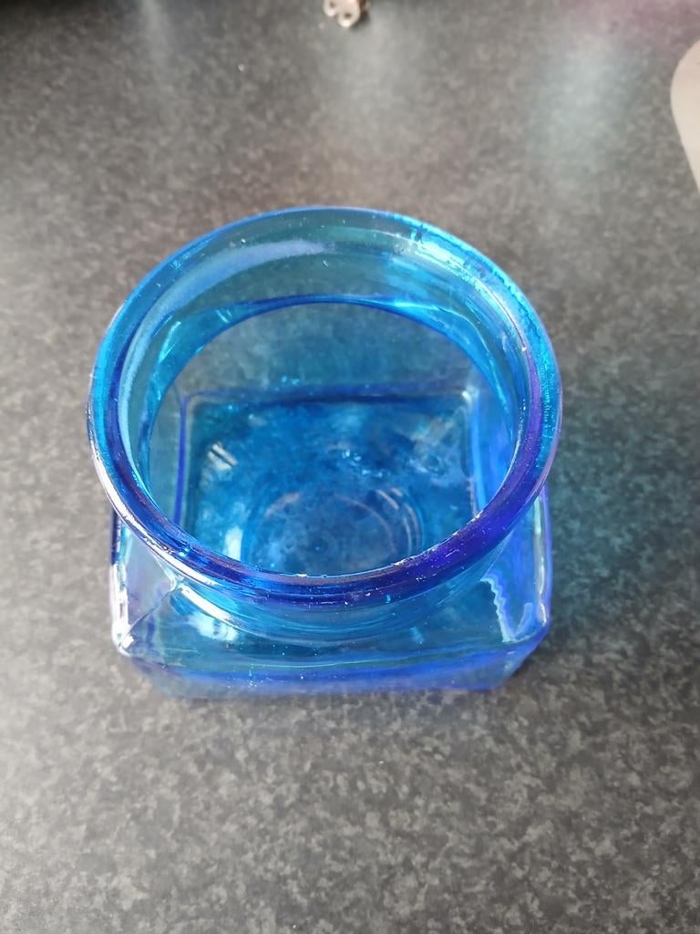 Charmante blauwe glazen pot zonder deksel., Ophalen, Zo goed als nieuw