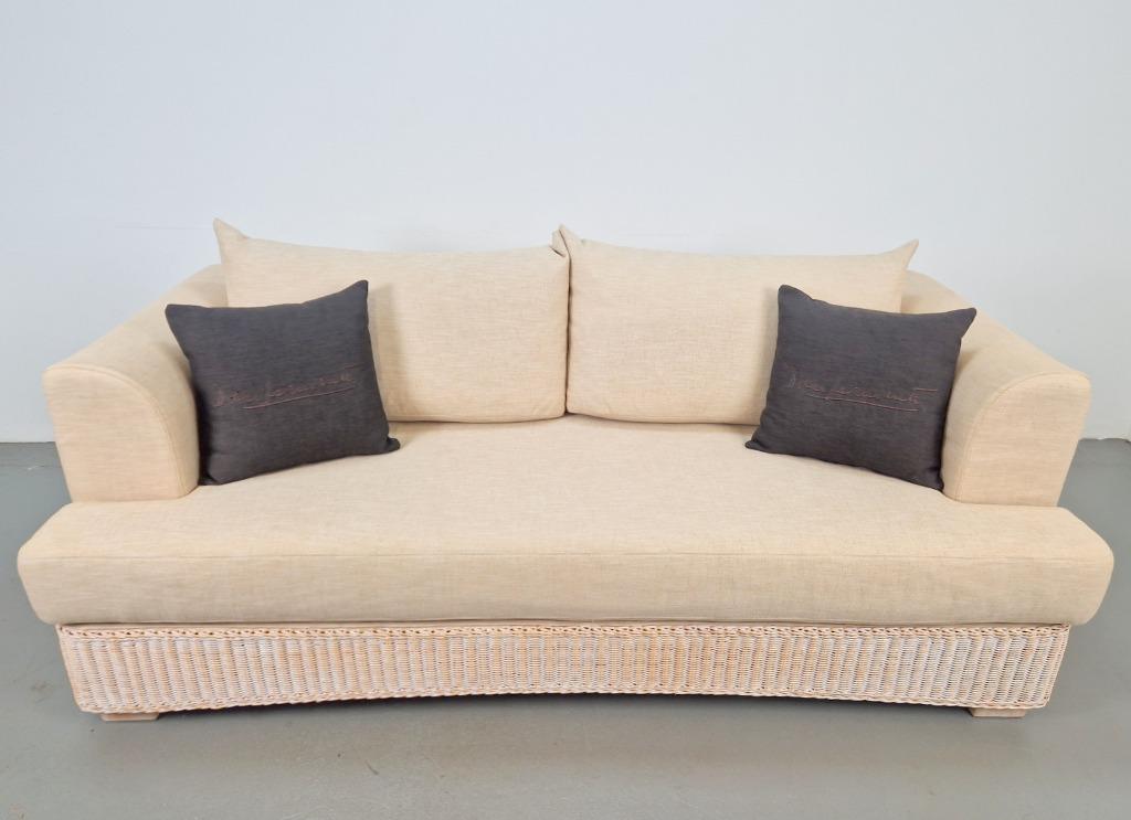 Dolcefarniente Leda Rotan Linnen Bank DFN srl Italia design, Ophalen, 150 tot 200 cm, Driepersoons, 75 tot 100 cm