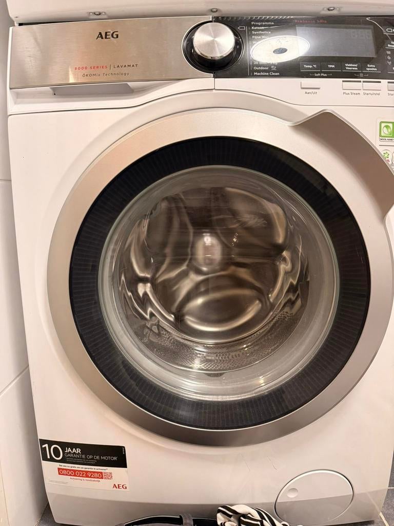 Wasmachine EN droger set van AEG, 8 tot 10 kg, Ophalen, Gebruikt, 85 tot 90 cm