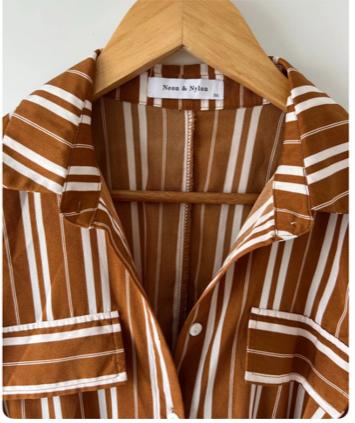 Gestreept jumpsuit, Ophalen of Verzenden, Zo goed als nieuw, Maat 38/40 (M), Bruin