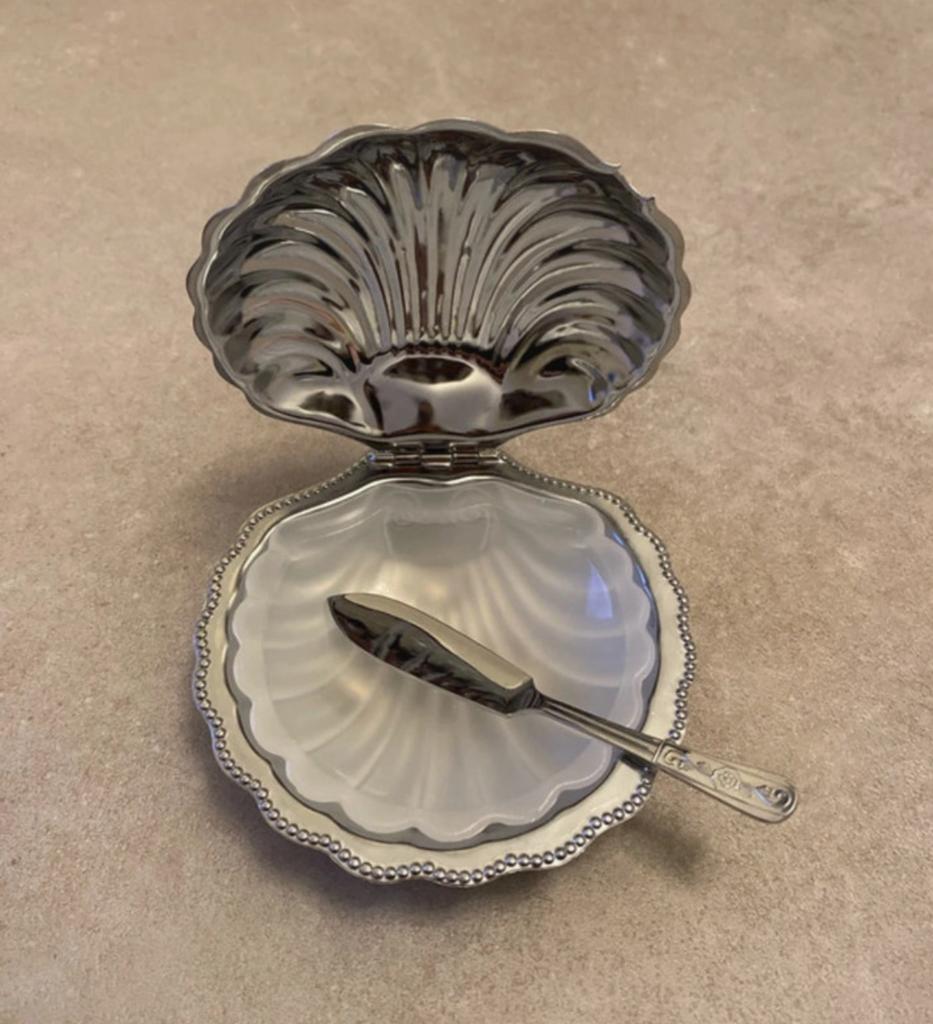 Vintage Botervloot/Kaviaar Servies Schelpvorm, Verzenden