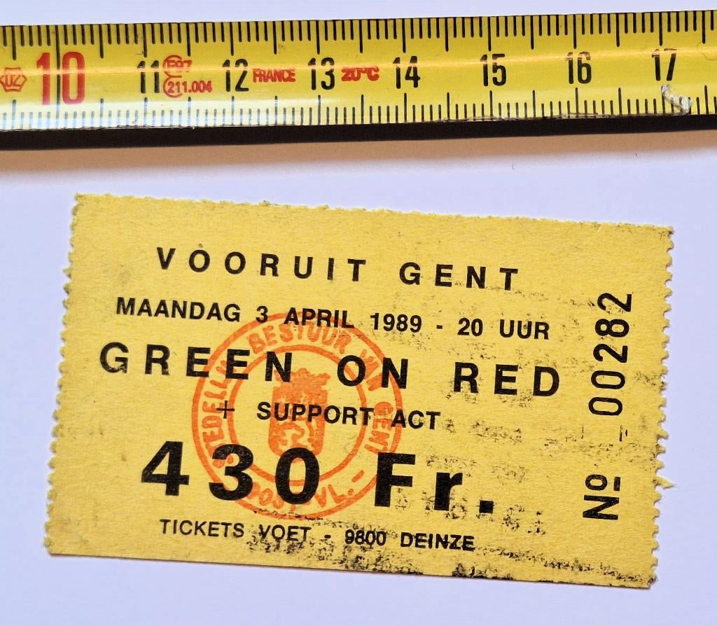 GREEN ON RED = ticket = 1989, Ophalen of Verzenden, Zo goed als nieuw