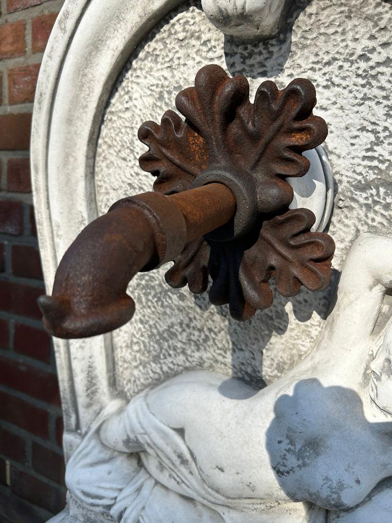 Waterspuwer voor Muurfontein - Eikenblad + Neptunus, Tuin en Terras, Waterpartijen en Fonteinen, Ophalen of Verzenden, Gietijzer